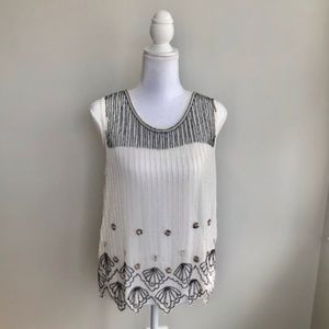 Bar III NWT Beaded Sheer White Top!